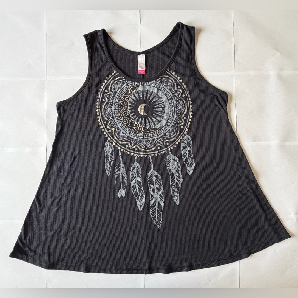 Women’s Black Dreamcatcher Tank Top | Boho Graphic Sleeveless Top